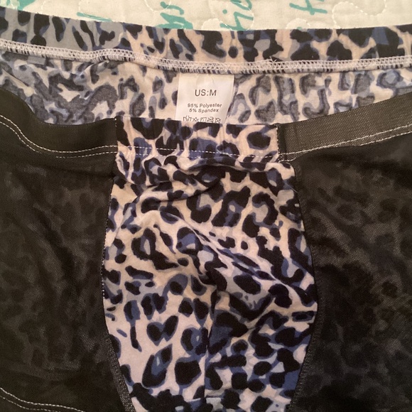Trunks, leopard print, with mesh sides, medium, blue and black - Picture 3 of 5